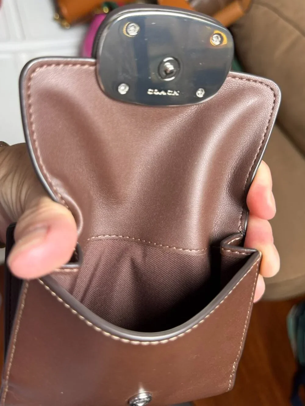 Coach Eliza Small Brown Leather Snap Wallet - Picture 6 of 7